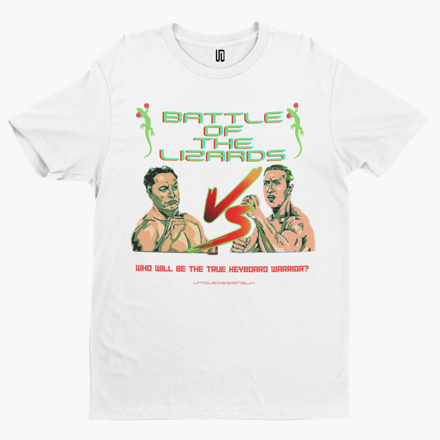 Battle Of The Lizards T-Shirt - Unique Designs UK Scouse Meme Funny Musk Zuckerberg