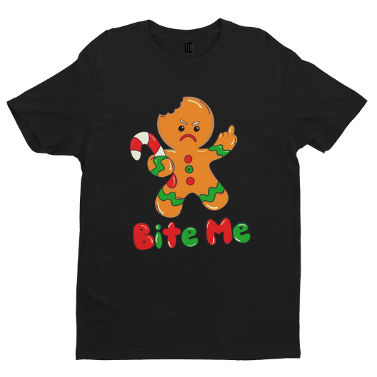 Bite Me T-Shirt - Christmas Xmas Funny Adult GingerBread Man