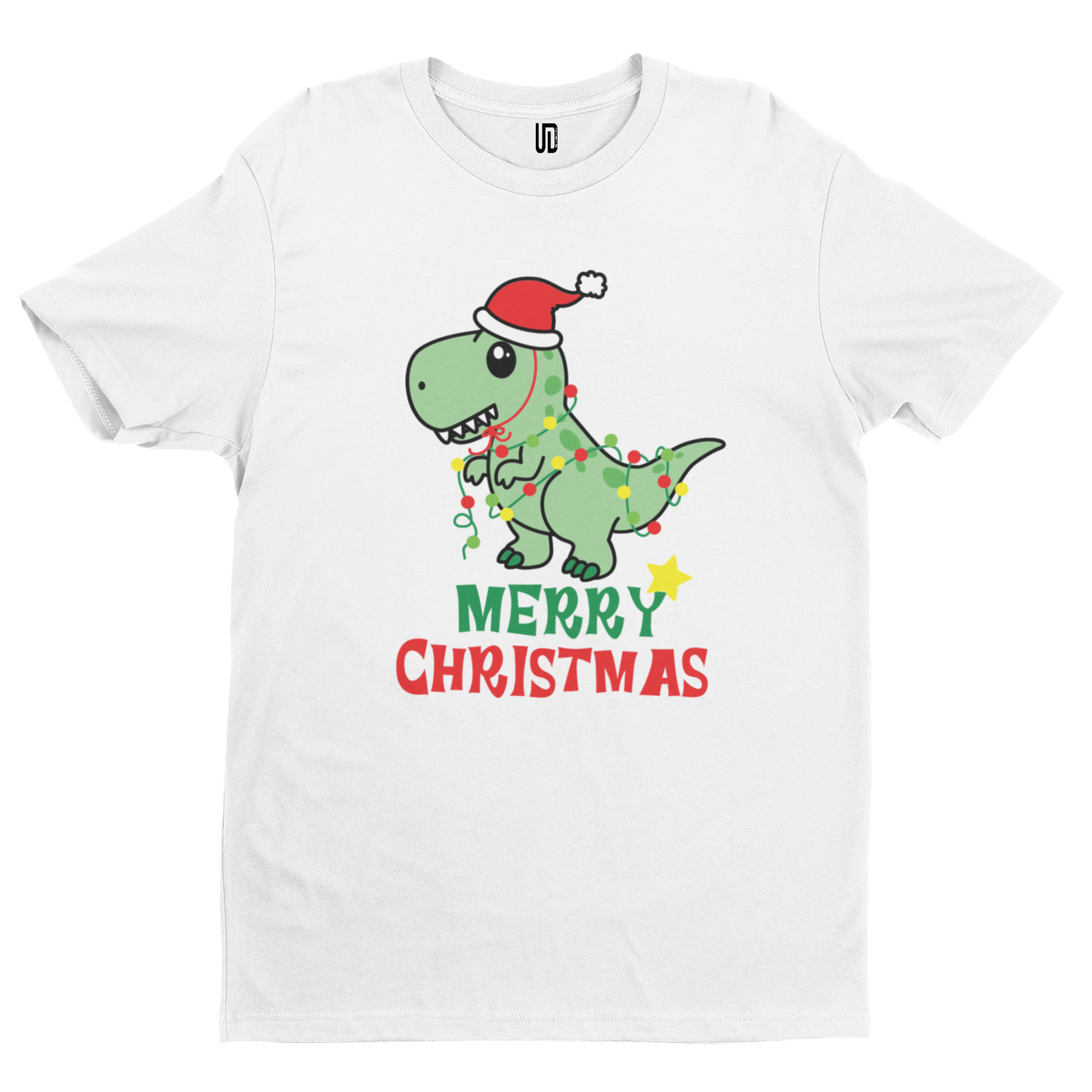 Merry Christmas Dinosaur T-Shirt - Christmas Xmas Funny Adult Santa