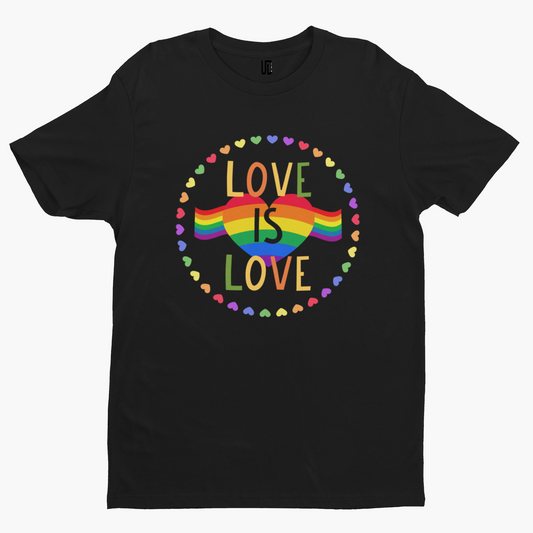Love Is Love Round T-Shirt - Gay LGBTQ Pride Rainbow Festival Positivity