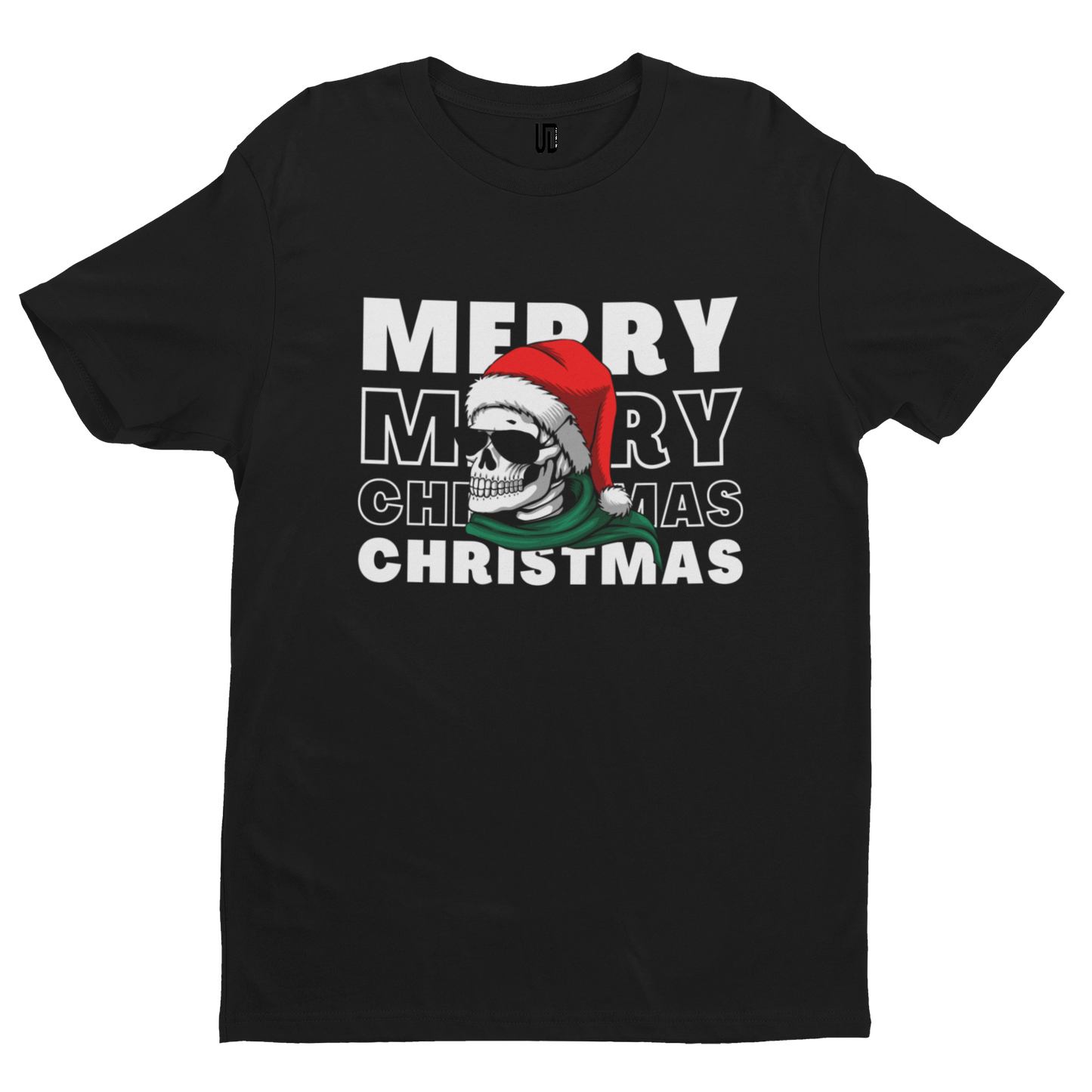 Merry Christmas Skull T-Shirt - Christmas Xmas Funny Adult Santa