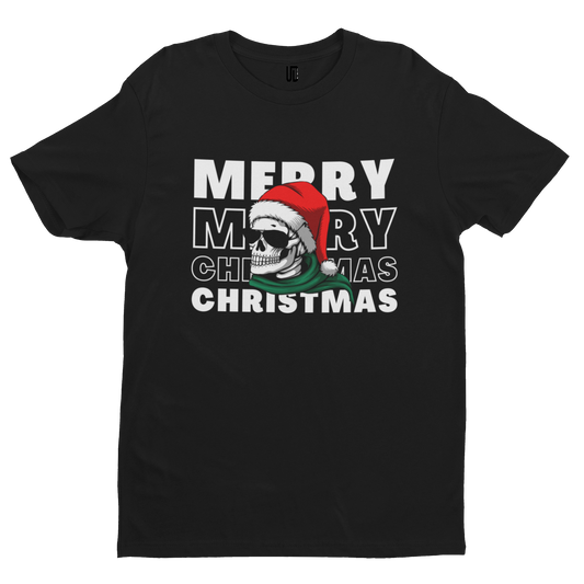 Merry Christmas Skull T-Shirt - Christmas Xmas Funny Adult Santa