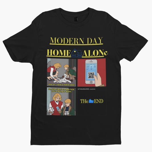 Modern Day Home Alone T-Shirt - Film Movie Retro Comedy Christmas Xmas Ticket