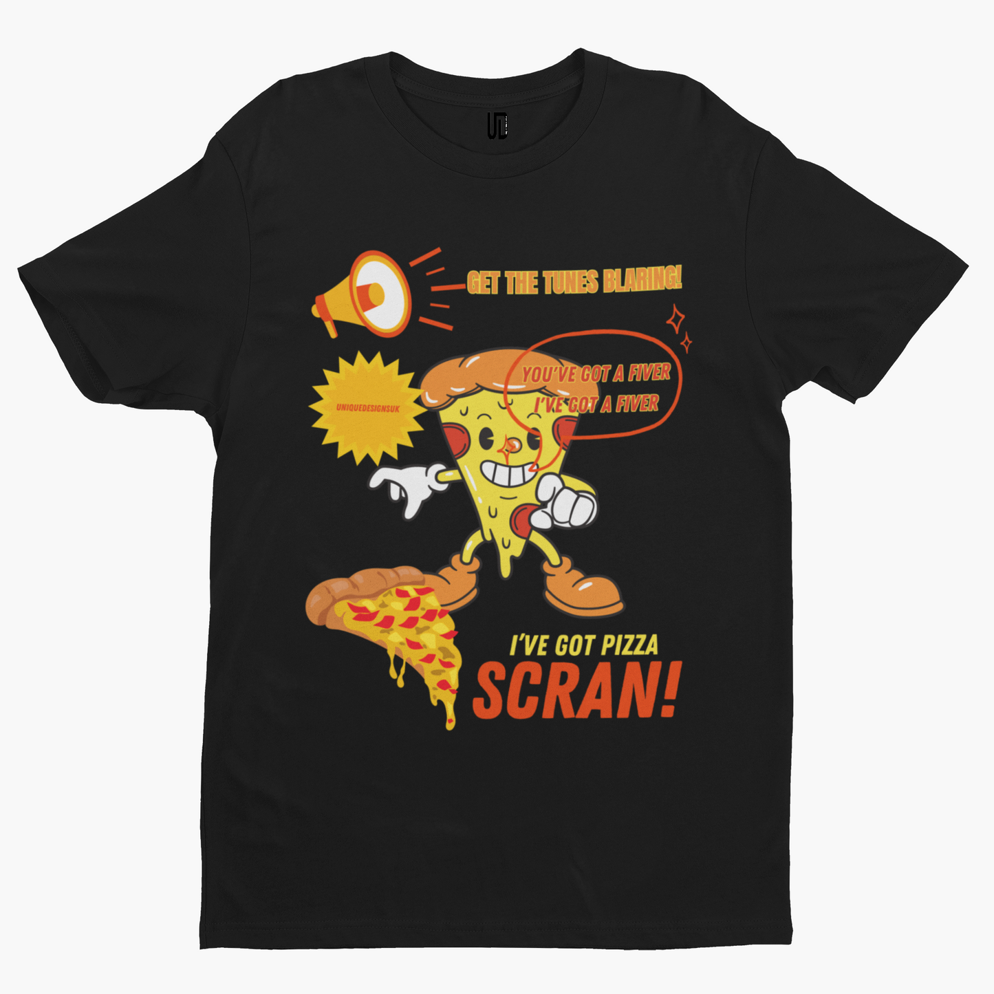 Pizza Scran T-Shirt - Unique Designs UK Scouse Meme Collection Liverpool