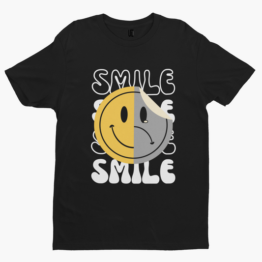 Flipped Smile T-Shirt - Retro Trippy Festival Rave Music Drugs Funny Pills