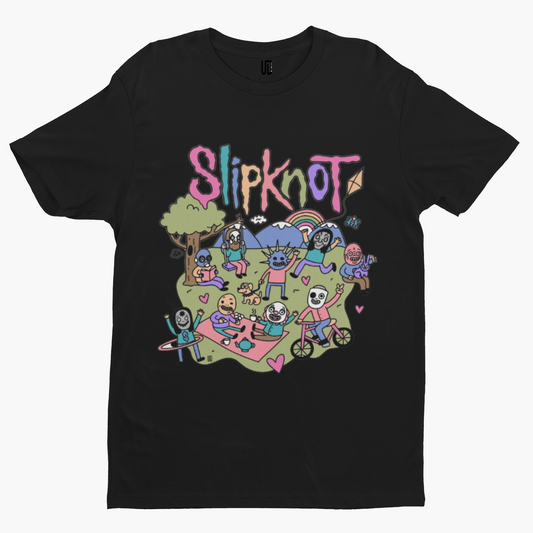 Slipknot Cartoon T-Shirt -Comedy Funny Gift Film Movie TV Horror Punk Rock