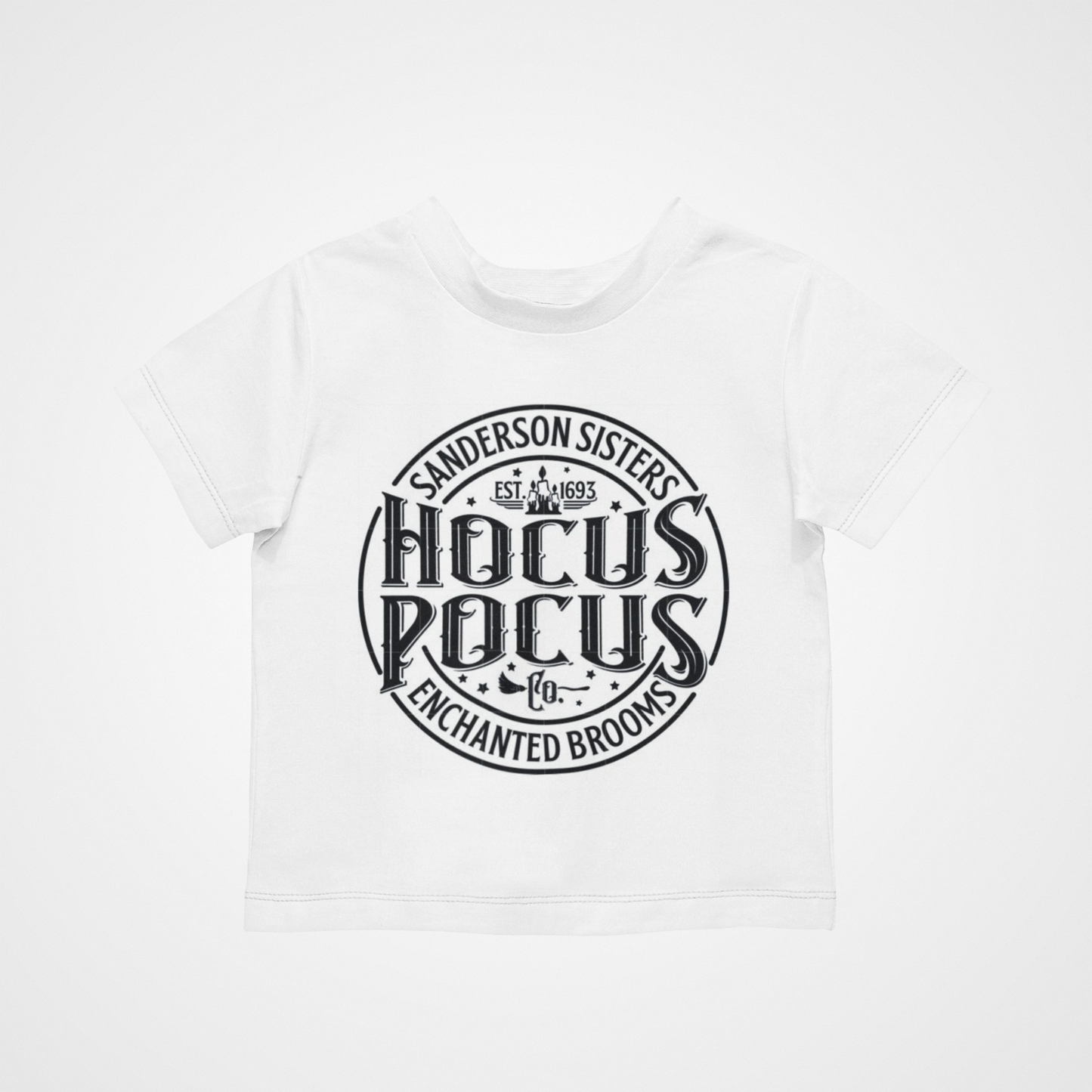 Hocus Pocus Round T-Shirt -Horror Movie Film  Funny  Retro Halloween Kids