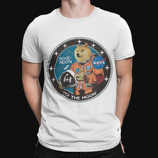 Dogecoin Moon T-Shirt - Funny Cool Stocks Wall Street Movie Gift Retro Money