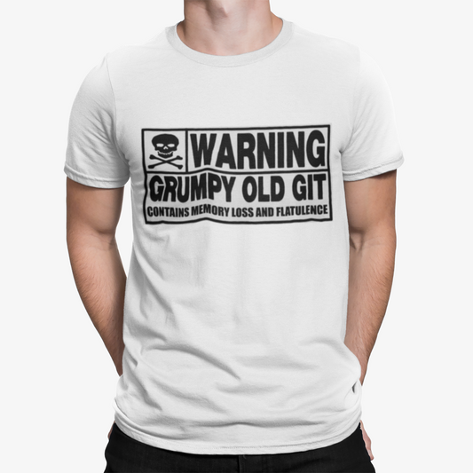 Warning Grumpy Git T-Shirt - Fathers Day Cool Love Retro Funny Film Gift