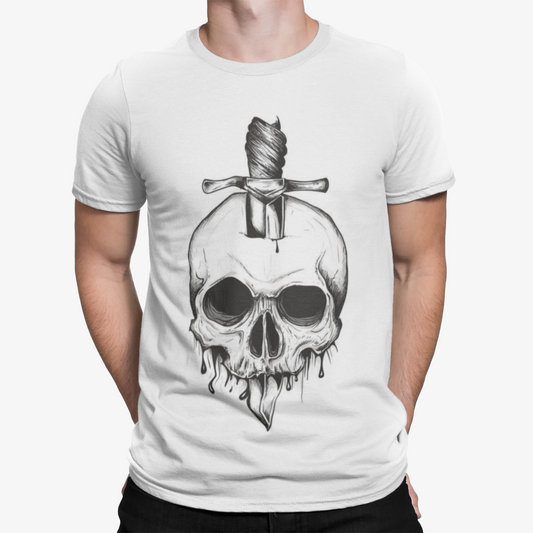 Skull Knife T-Shirt - Cool Retro Designer Casual Hipster Film TV Funny