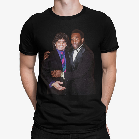 Pele And Maradona T-Shirt - Football Soccer Retro Classic World Cup RIP