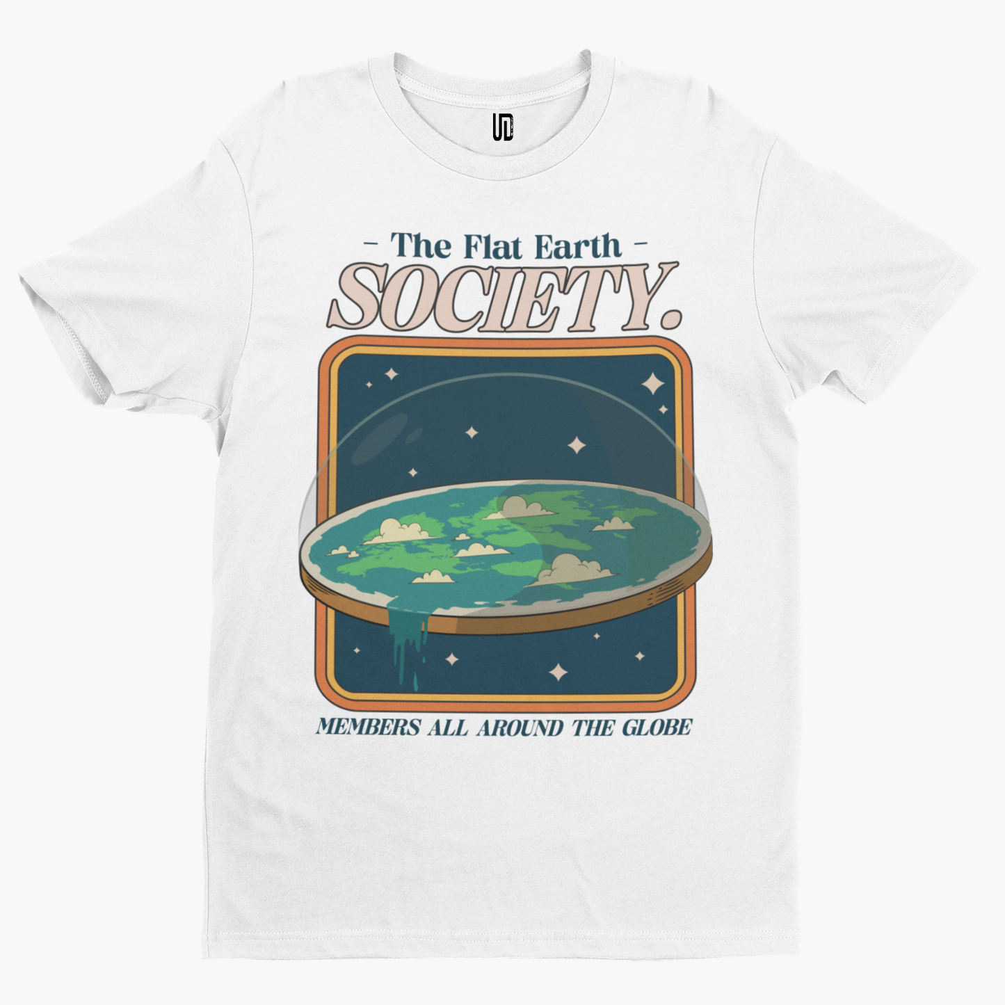 Flat Earth Society T-Shirt -Aliens Comedy Funny Film Movie TV Rhodes Parody