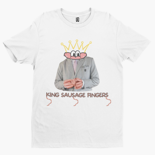 King Sausage Fingers T-Shirt - Funny Coronation King Charles Royal Union Crown