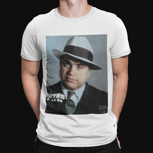Al Capone Mugshot T-Shirt - Retro Music Cool 80's Crime Rock Rebel Film Gangster