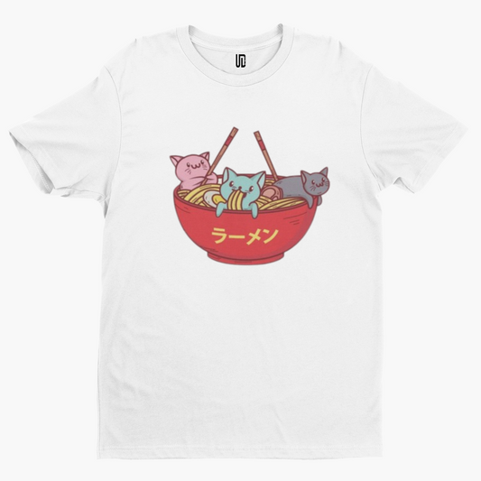 Anime Ramen Cats T-Shirt - Cartoon Tee TV Film Anime Retro Manga Japanese Tokyo