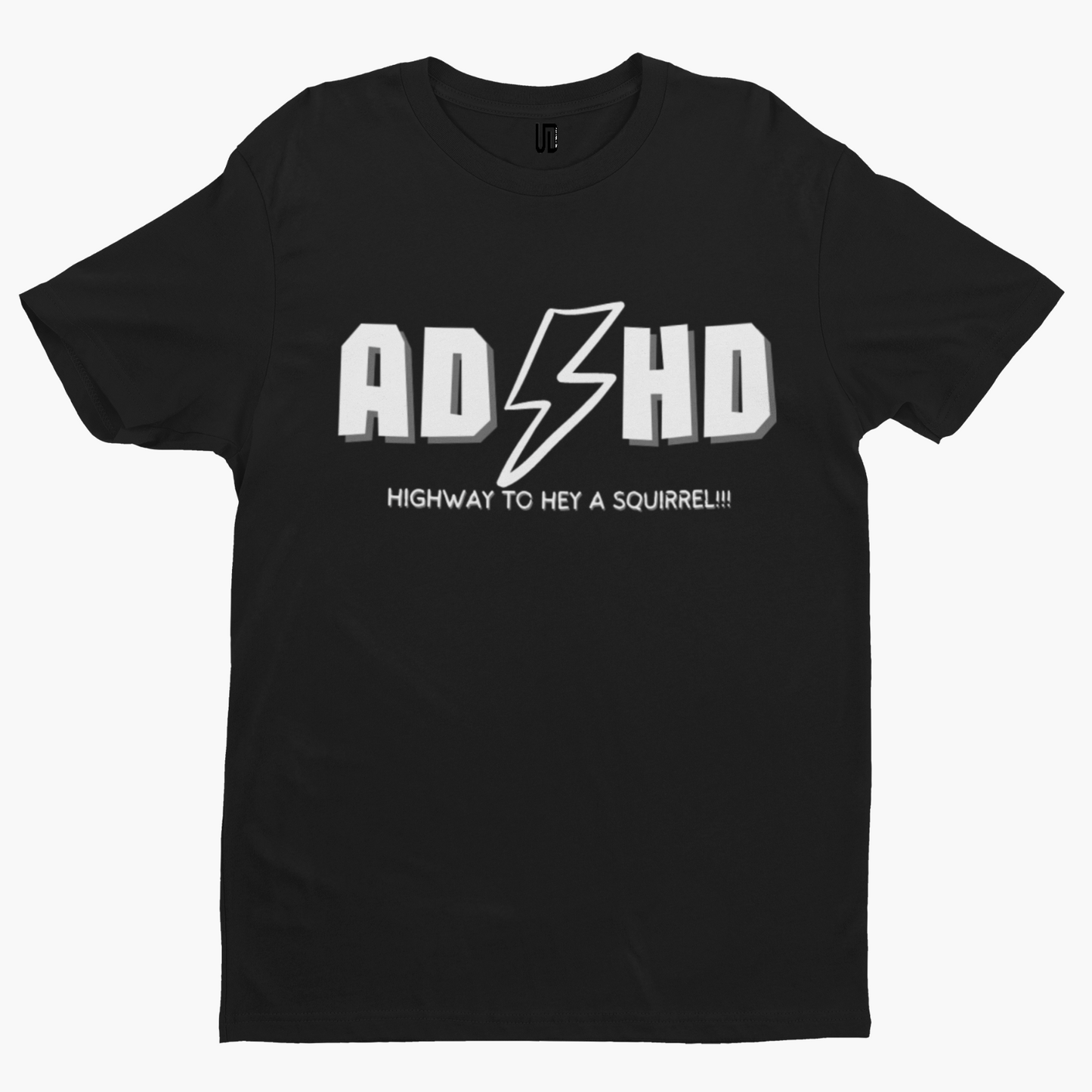 ADHD ACDC T Shirt Comedy Funny Gift Film Movie TV Rock Music Skit Squirrel