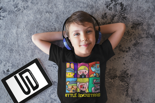 Little Rockstars T-Shirt - Retro Cartoon TV Film Funny Children Rock UK