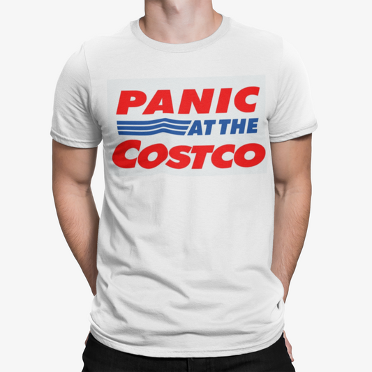 Panic At The Costco T-Shirt - Retro Gaming Cool 80s Funny Shop UK Movie TV Gift