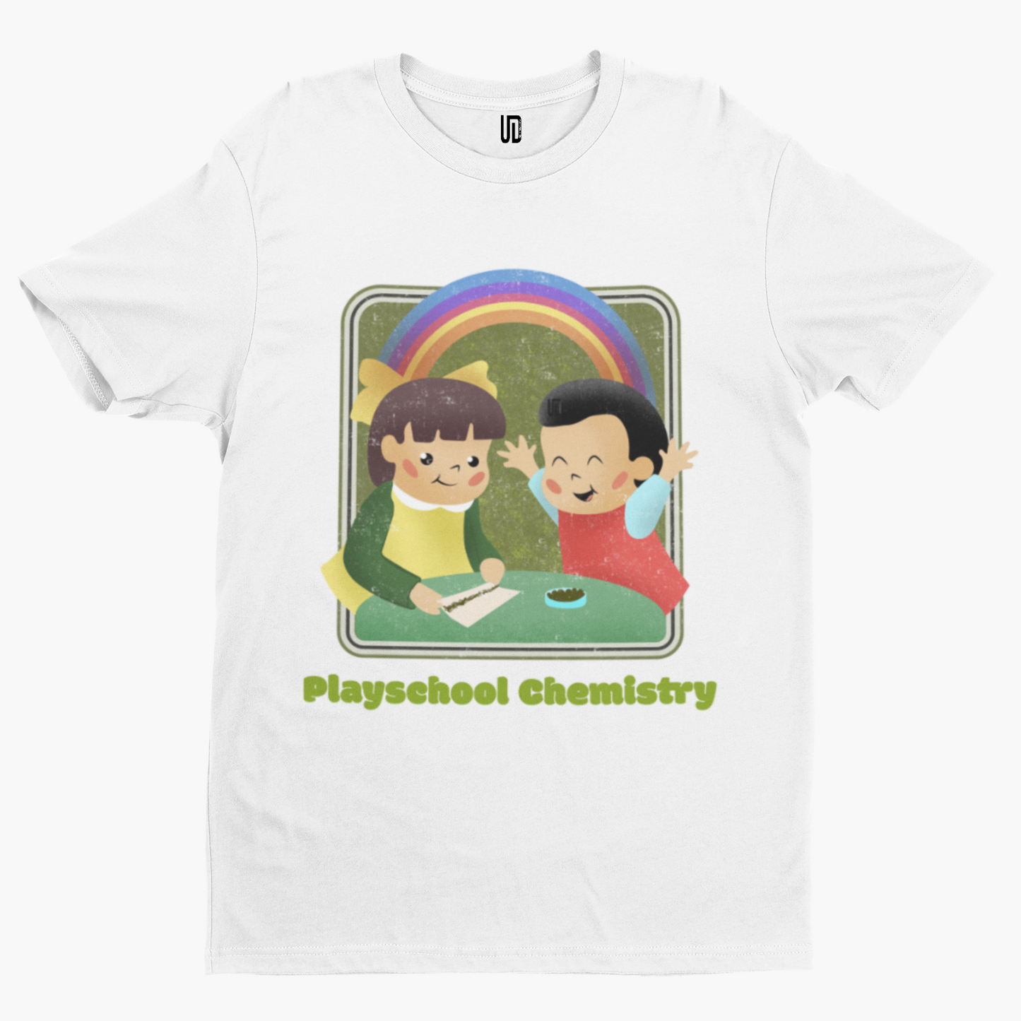 Play School Chemistry T-Shirt -  Adult Humour Playschool Cartoon Rhodes Parody