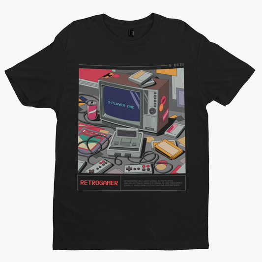 Retro Gamer T-Shirt - Cool Gamer Funny Retro Game Comic Arcade Movie TV Nerd
