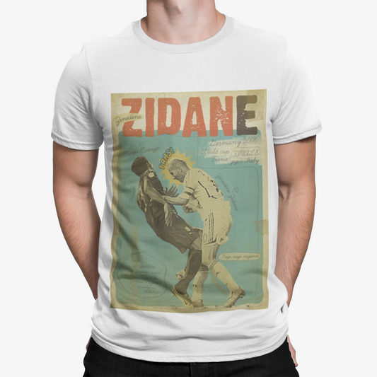 Zidane Comic T-Shirt - Football Retro Sport Iconic England Euro Gazza