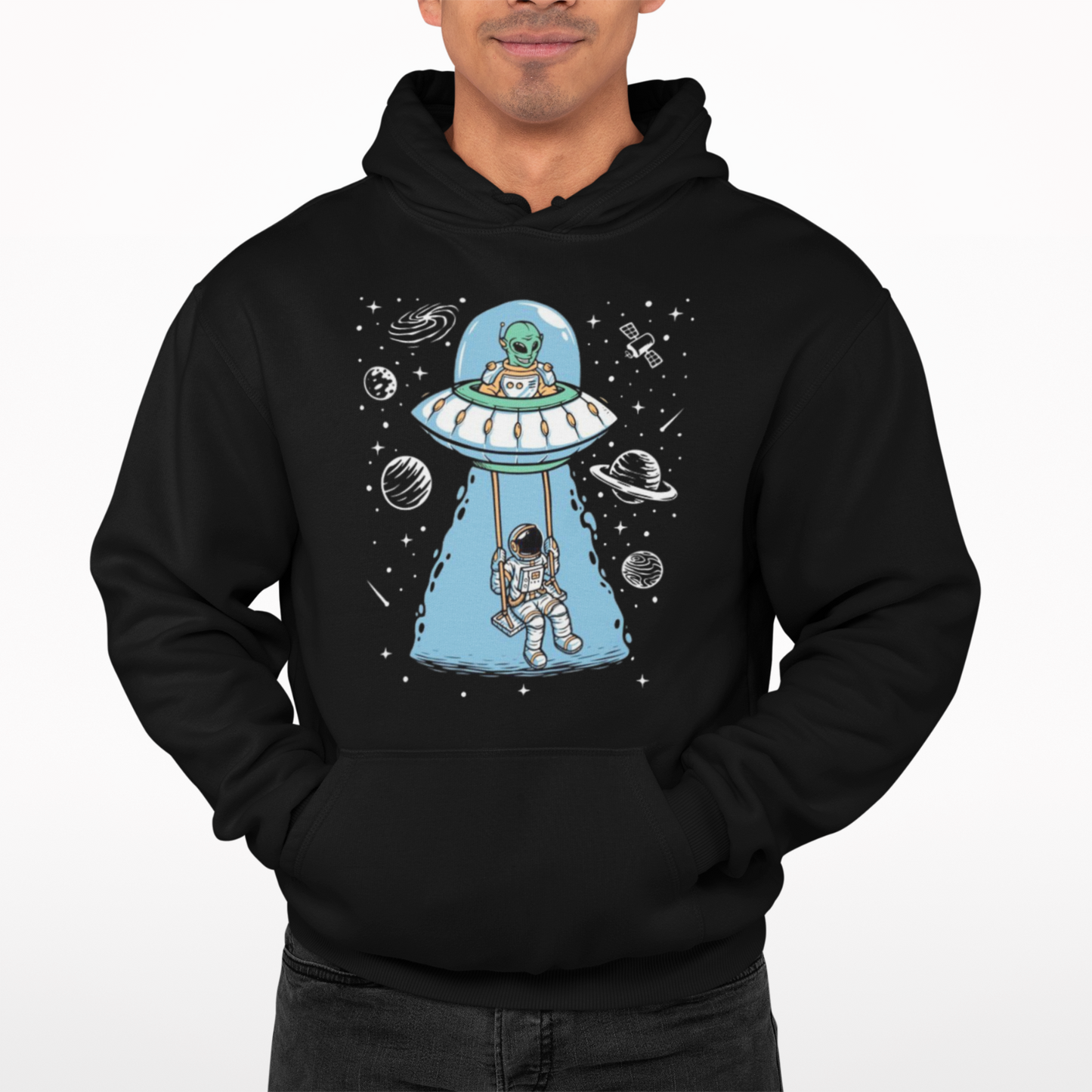 Spaceman Swings Hoodie- Alien Funny Retro Cool Film Movie Gift  Space