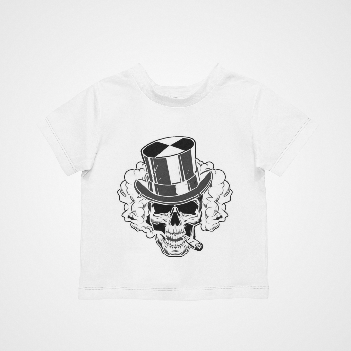 Skull Cigar T-Shirt - Cool Retro Casual Hipster Kids Children