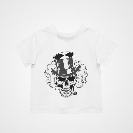 Skull Cigar T-Shirt - Cool Retro Casual Hipster Kids Children
