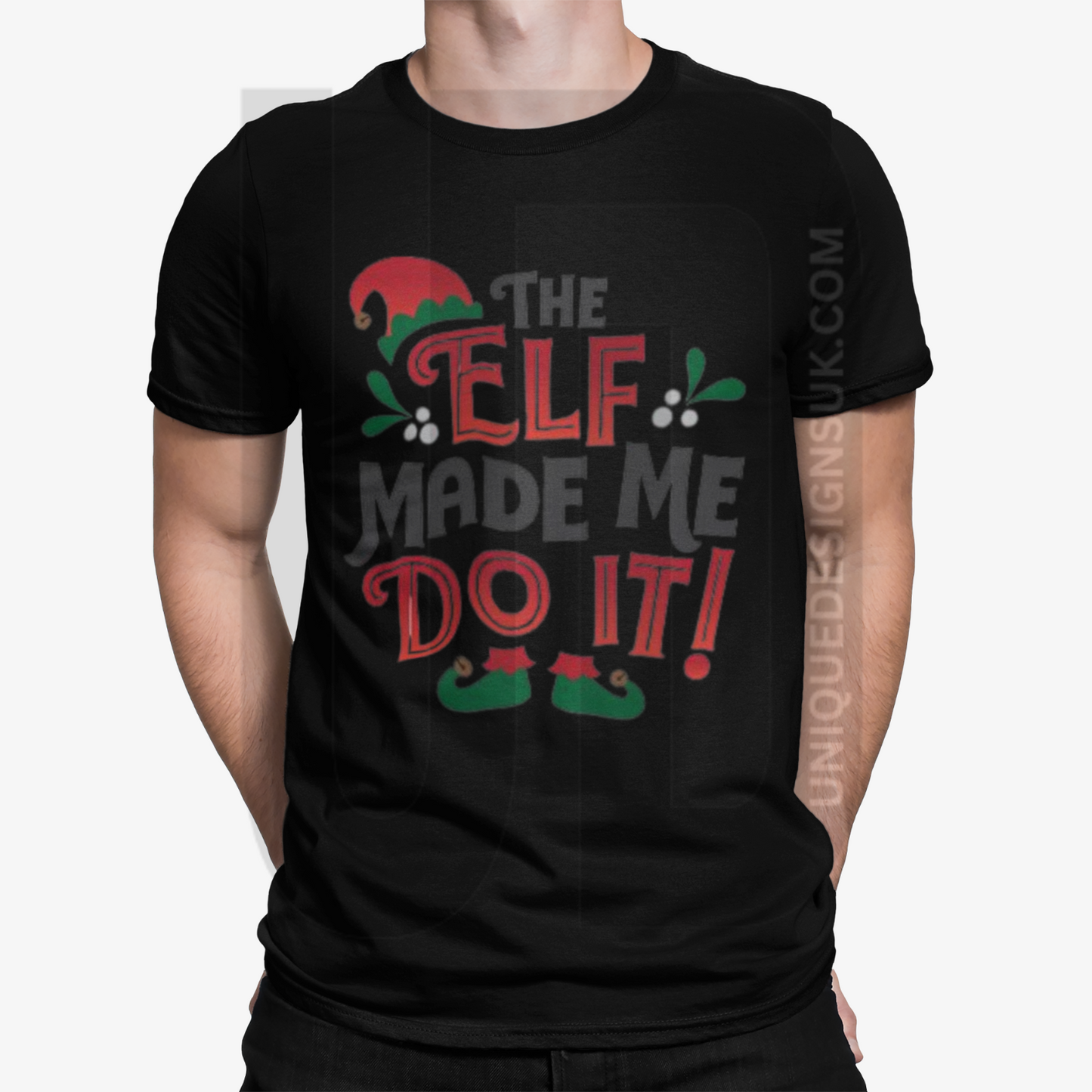 The Elf Made Me Do It T-Shirt - Xmas Christmas Movie Comedy Funny Retro Cool