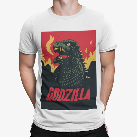 Godzilla Fire T-shirt - Movie poster 80s Japanese Cool movie film retro gift tv