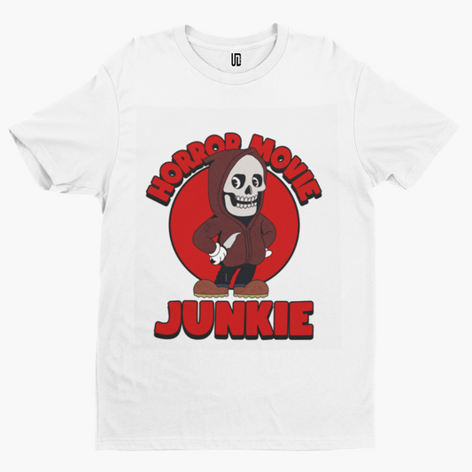 Horror Movie Junkie T-Shirt - Film TV Funny Art Horror Halloween Scream Saw