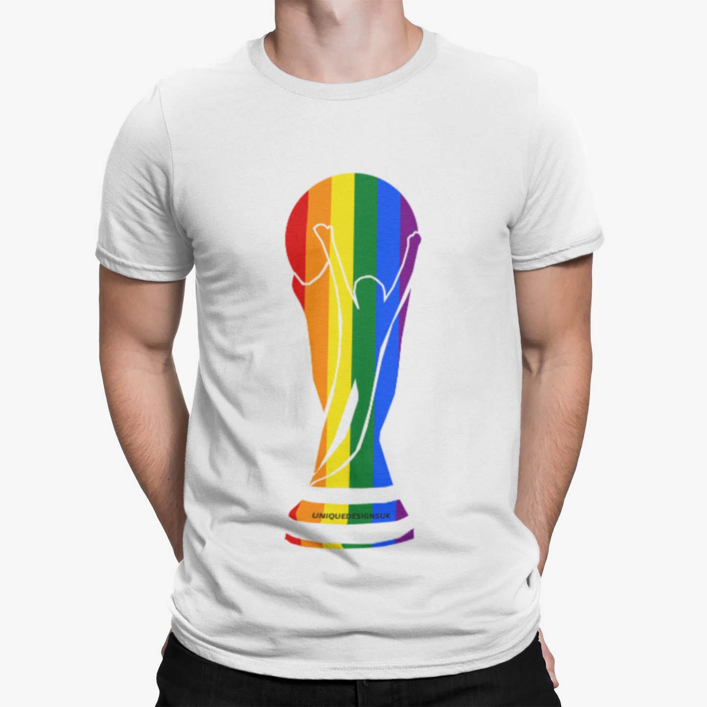 Rainbow  World Cup T-Shirt - Gay Rights LGBT Q Football Soccer Retro  Classic