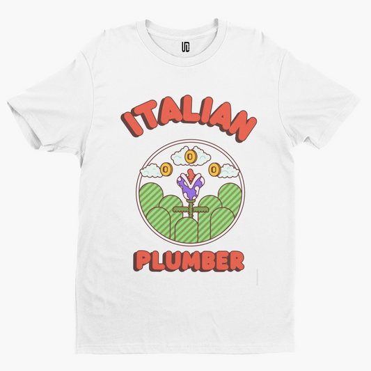 Italian Plumber T-Shirt - Cool Gamer Funny Retro Game Comic Arcade Movie TV Nerd