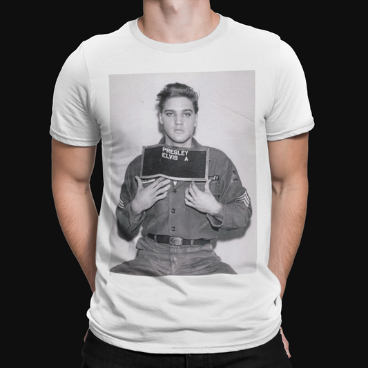 Elvis Presley Mugshot T-Shirt- Retro - Music - Cool - 80's - Funny - Rock
