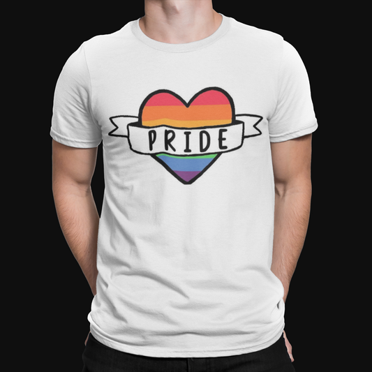Pride Heart T-Shirt -Gay -LGBTQ - Pride - Rainbow- Retro - Festival - Gay Rights