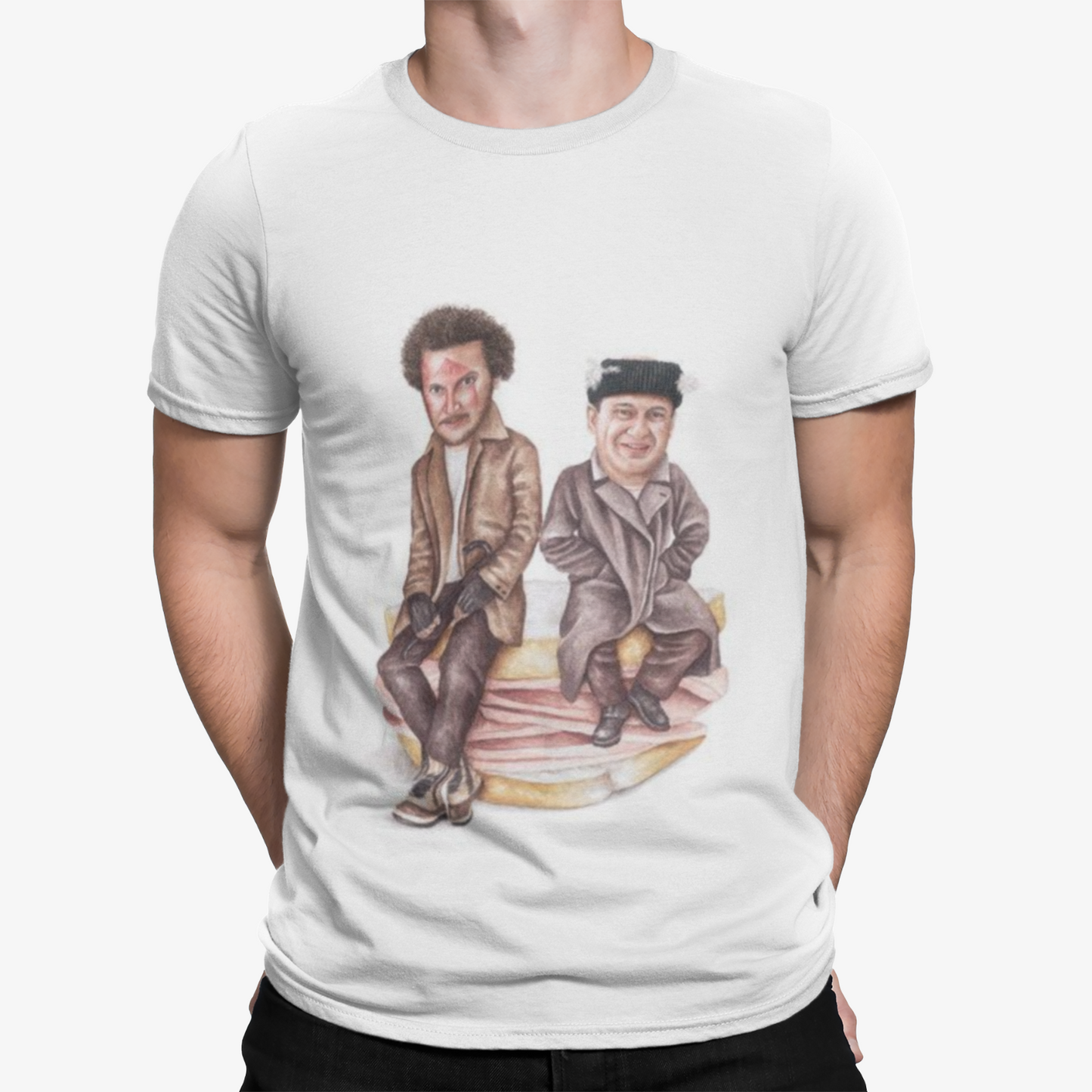 Wet Bandits Drawing T-Shirt - Home Alone Film Movie Retro Comedy Christmas Xmas