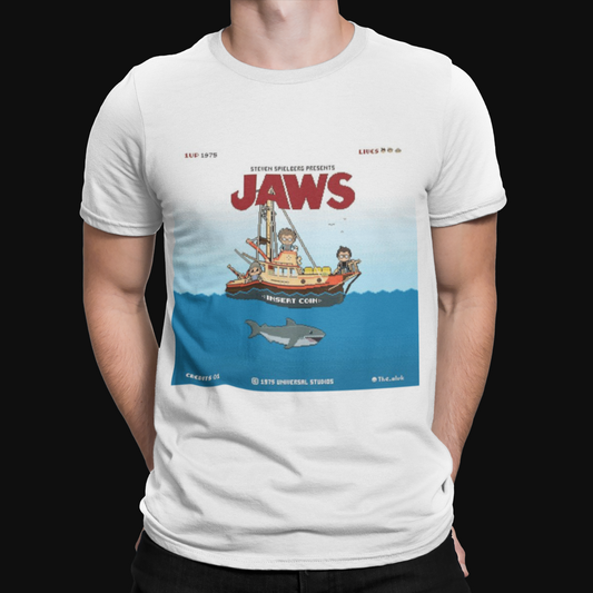 Jaws Video Game T-Shirt - Retro - Movie Poster - 90s - Action - Horror - 80s