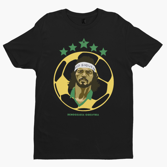 Socrates Democracia Corinthia T-Shirt - Football Soccer Retro Classic World Cup