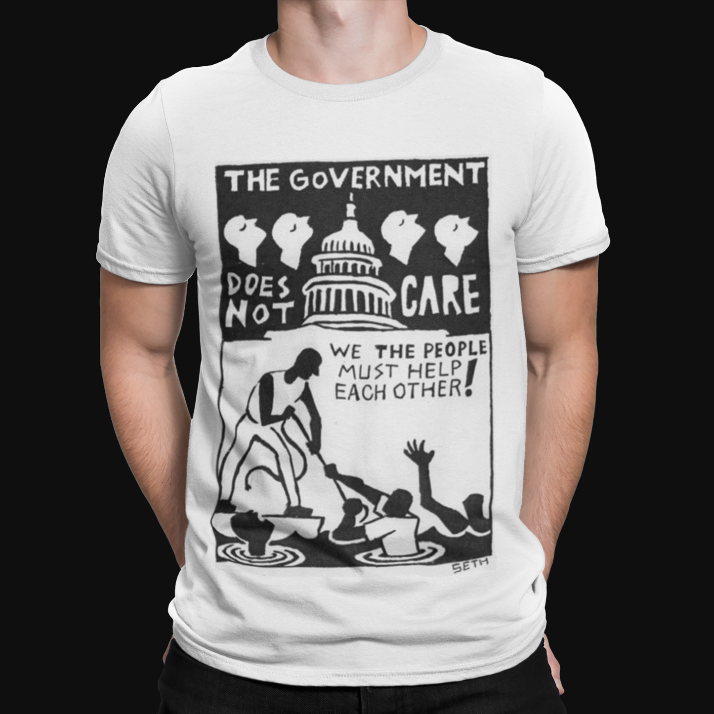 Government Doesn't Care T-Shirt -  Retro Rebel Lockdown Politics Boris