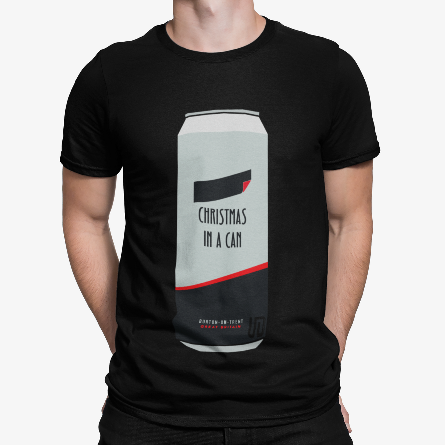 Christmas in a Can T-Shirt - Xmas Santa Film Funny Beer Comedy Retro UK Warhol