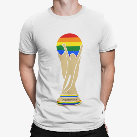 Rainbow  World Cup T-Shirt - Gay Rights LGBT Q Football Soccer Retro  Classic 1