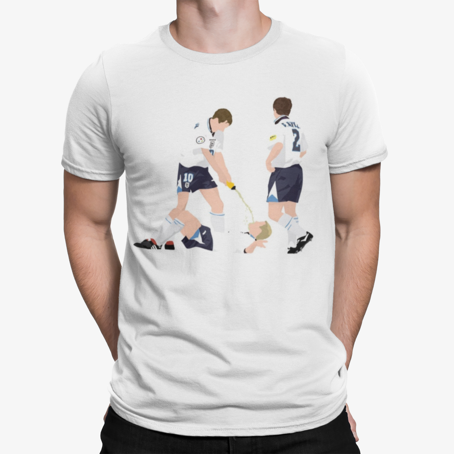 Gazza Celebration Cartoon T-Shirt -Football Soccer Sport Iconic England