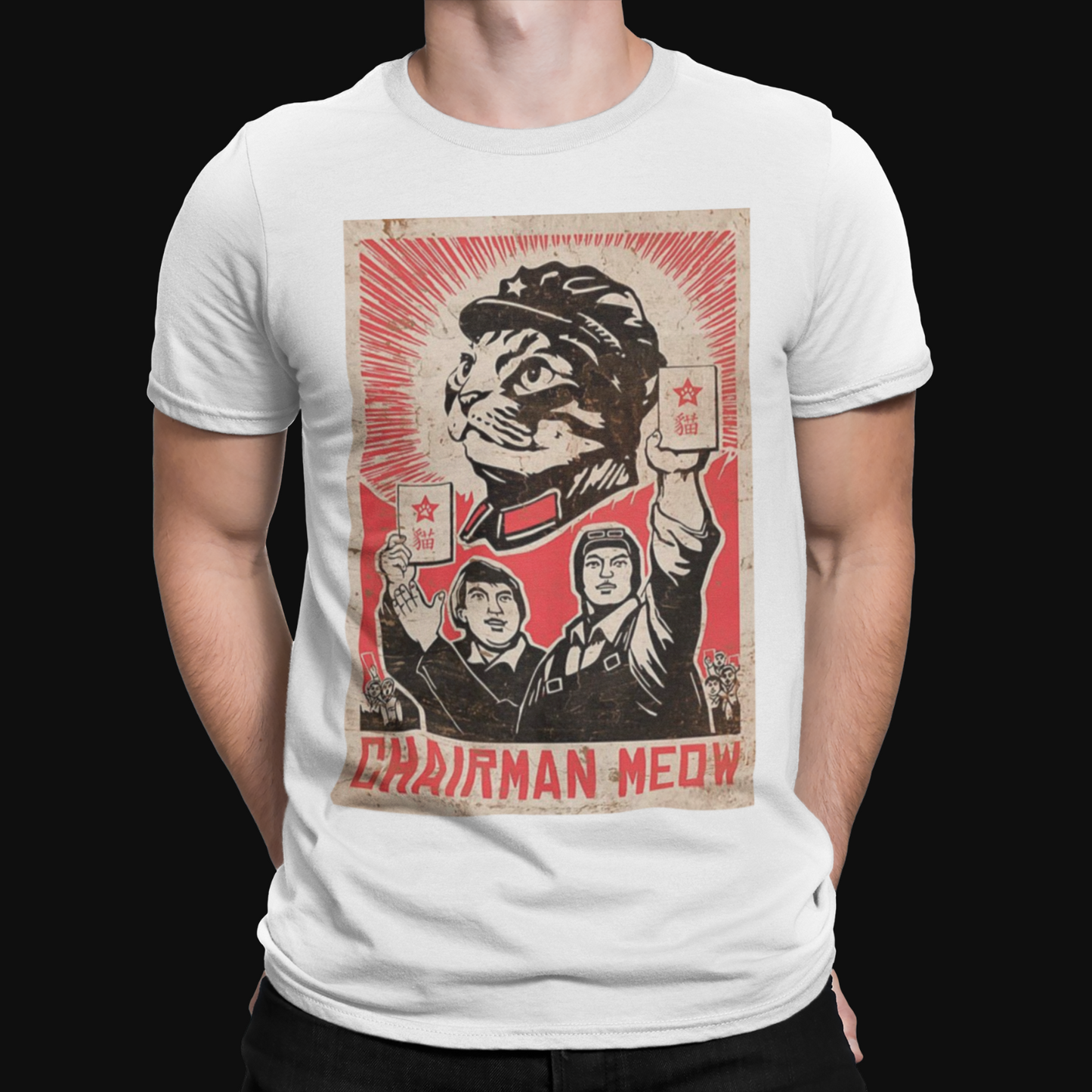 Chairman Meow  T-Shirt - Communism - Joke - Funny - Retro - China - Ruler - 3XL