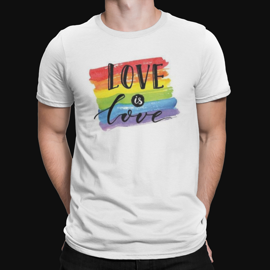 Love is Love Spray Paint T-Shirt -Gay -LGBTQ - Pride - Rainbow- Retro - Festival