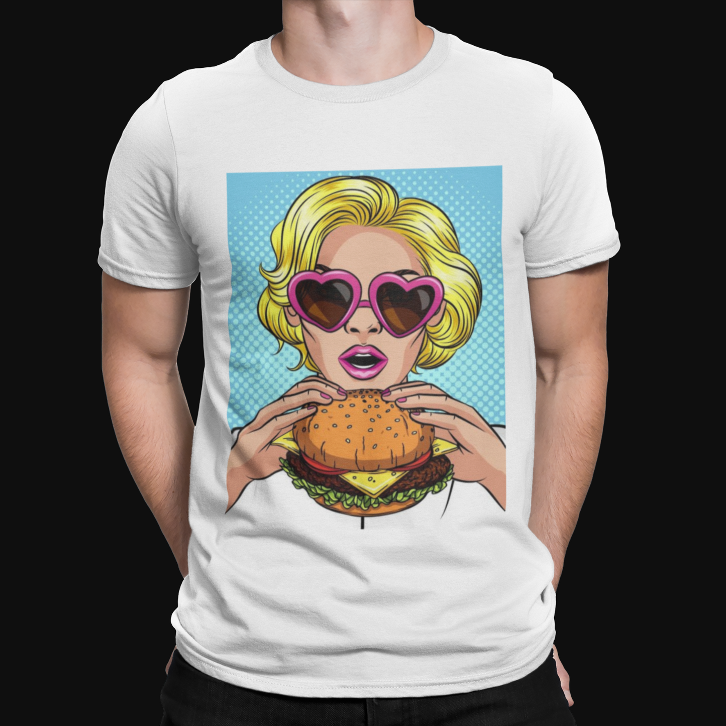 Pop Art Burger T-Shirt - Summer Funny Cool Retro Movie Marilyn Monroe Xmas