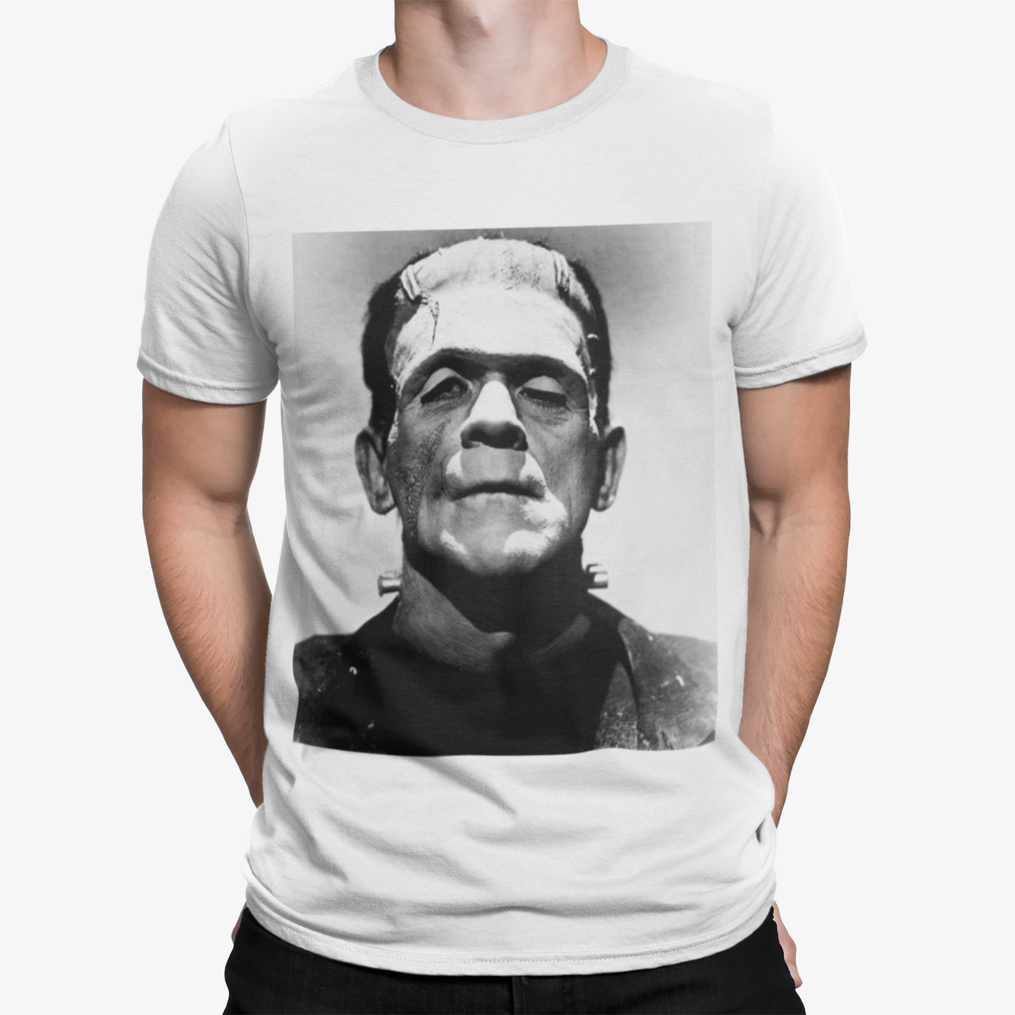 Frankenstein BW T-Shirt - Halloween Horror Film Scary Retro Kruger Pennywise