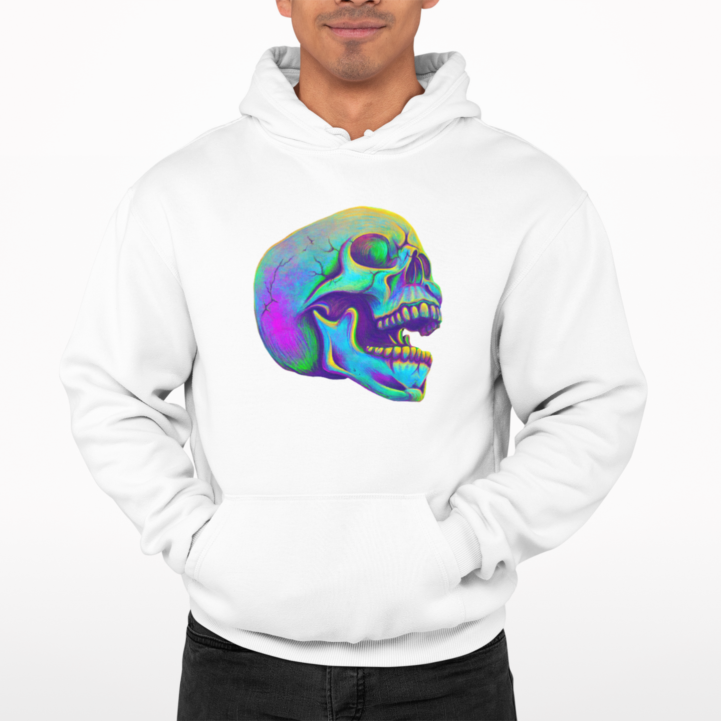 Skull Colour HD Hoodie - Cool Retro Designer Casual Hipster Film TV Funny