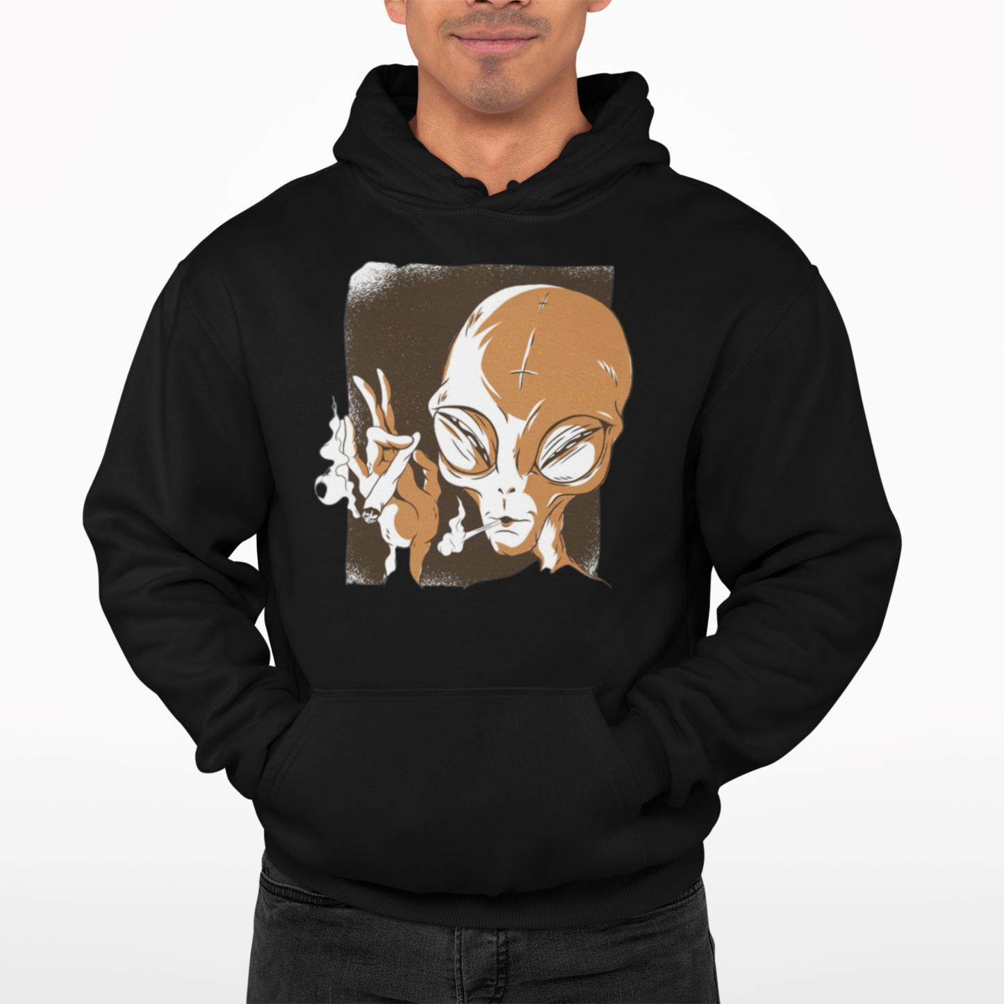 High Alien Hoodie - Unique Funny Space Rocket Spaceship Moon Stars Alien