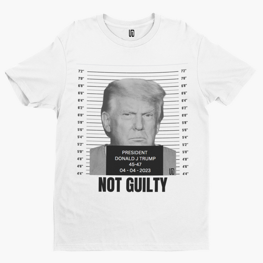 Trump Not Guilty Mugshot T-Shirt -Funny Politics USA 2024 Biden Election Donald