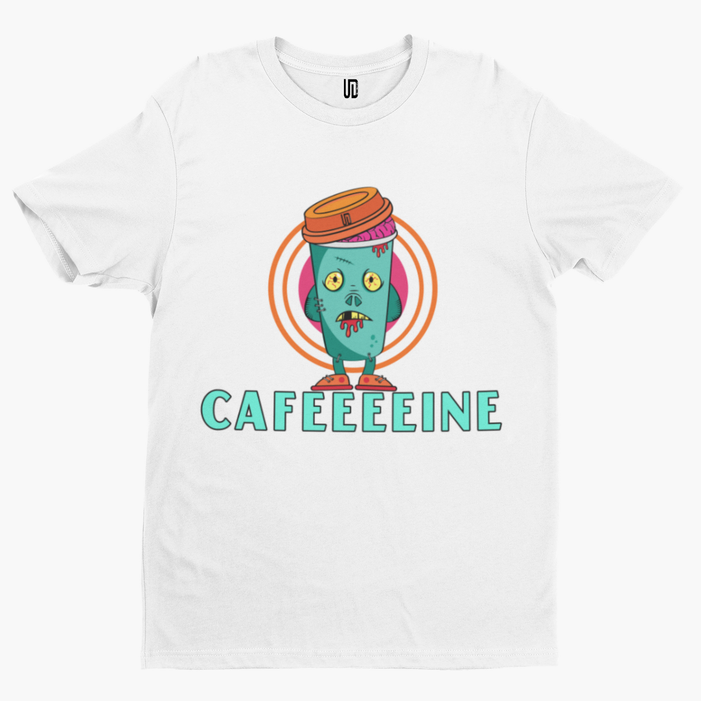 Caffeine Zombie T-Shirt - Cool Trippy Zombie Film Funny Frankenstein Coffee